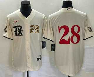 Men%27s Texas Rangers #28 Jonah Heim Number Cream 2023 City Connect Cool Base Stitched Baseball Jersey